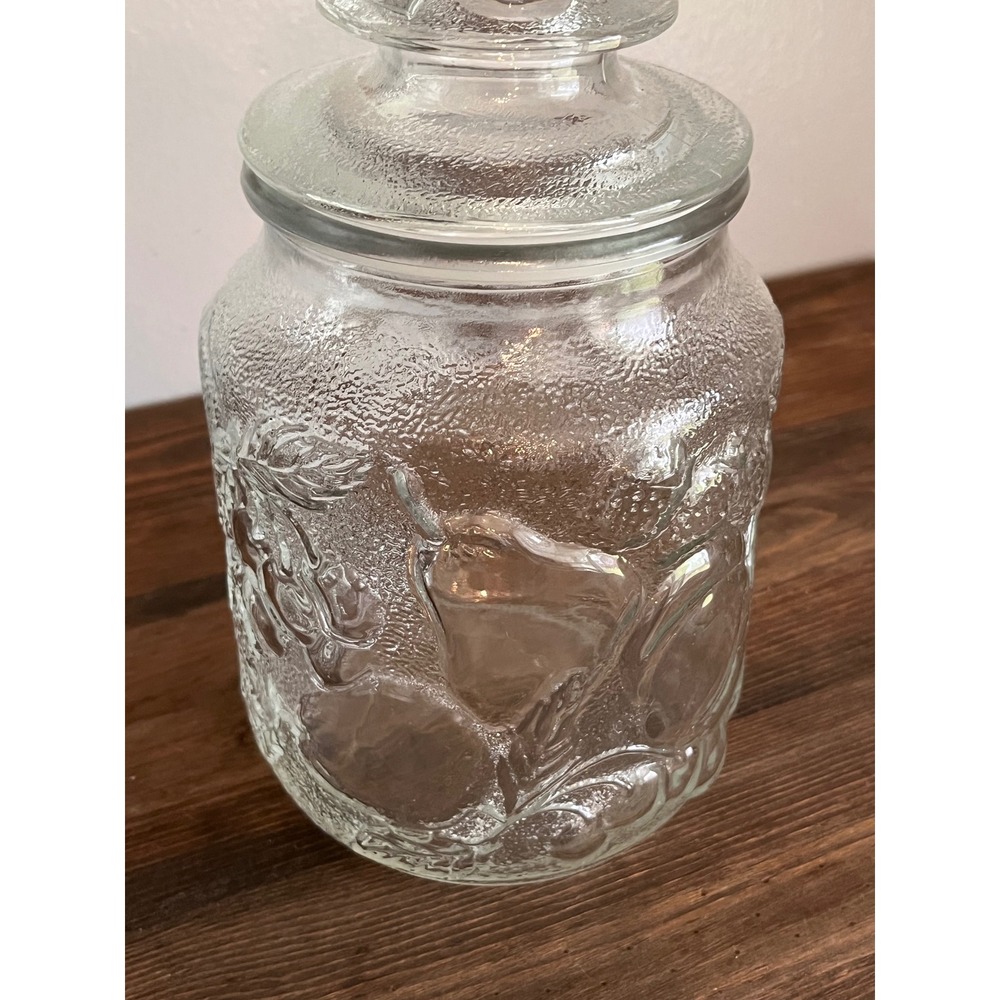 Vintage Libbey Orchard Fruit Jar Embossed w Various Fruit